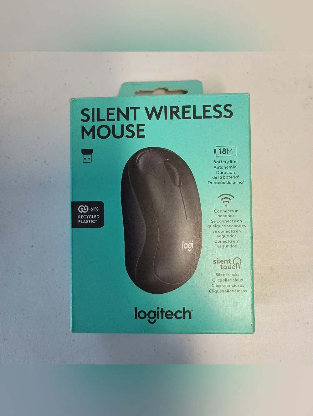 Logitech Silent Wireless Mouse Black M220 Battery Included New